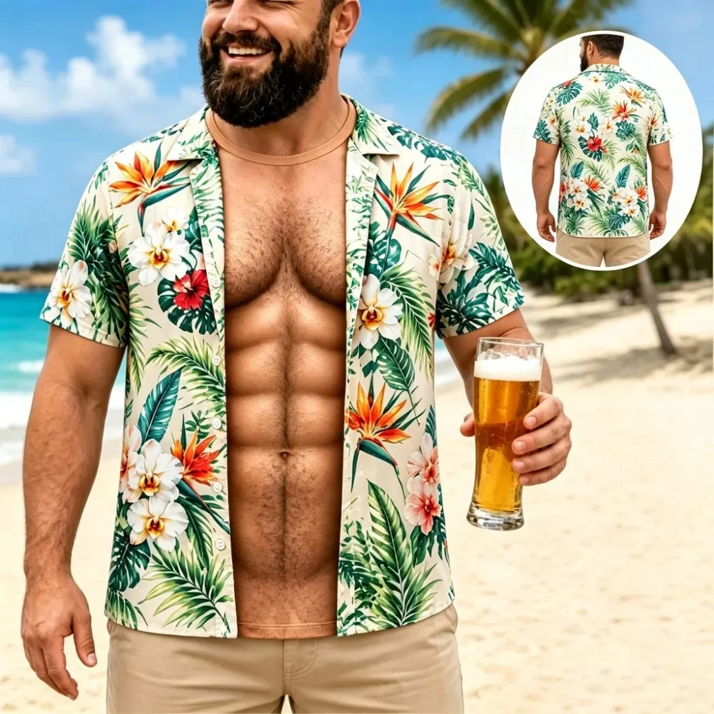 Men Funny Muscle Illusion T-Shirt 3D Print Fake Open Hawaiian Tee Too Hot to Handle Summer Holiday Casual Gift Men's Clothing Men Funny Muscle Illusion T-Shirt 3D Print Fake Open Hawaiian Tee Too Hot to Handle Summer Holiday Casual Gift Men's Clothing