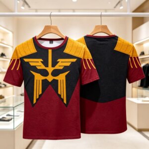 2026  Selling Animated Mobile Warrior Gundam Print Summer Casual Short Sleeved  Quick Drying Breathable Top Tshirt Beach Surfing