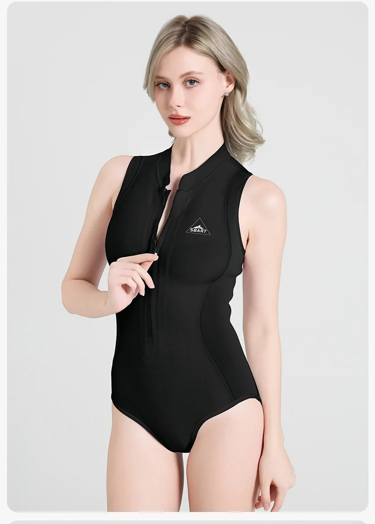 2MM Slim-fitting One-piece Diving Suit Warm Sleeveless Women's Wet Suit Freediving And Surfing Suit Swimsuit Beach swimsuit