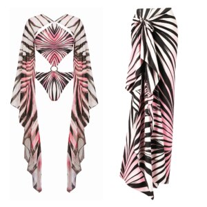 Print One Piece Swimsuit with Skirt Women Swimwear Bodysuit Monokini High Leg Swim Suit Bathing Suit Beachwear