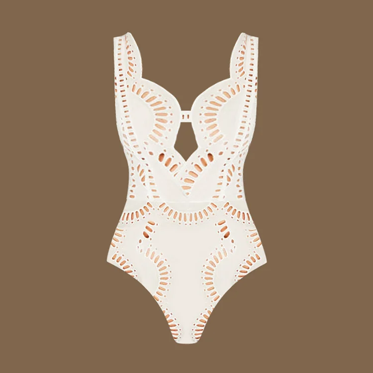 Flaxmaker 2025 Women Swimsuit And Skirts Summer White Hollow Out One Piece Swimwear Femme Sexy Deep V Neck Beachwear Sets Flaxmaker 2025 Women Swimsuit And Skirts Summer White Hollow Out One Piece Swimwear Femme Sexy Deep V Neck Beachwear Sets