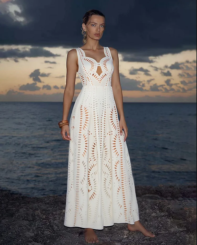 Flaxmaker 2025 Women Swimsuit And Skirts Summer White Hollow Out One Piece Swimwear Femme Sexy Deep V Neck Beachwear Sets Flaxmaker 2025 Women Swimsuit And Skirts Summer White Hollow Out One Piece Swimwear Femme Sexy Deep V Neck Beachwear Sets