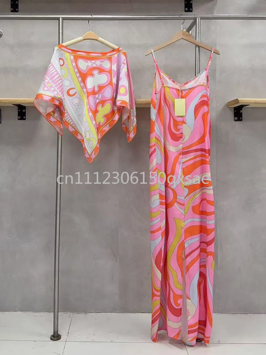 Luxury Design Women's Pink Cloaks Dress Sets with Designer Signature Letter Logo Classic Brand Women's Top Quality Tops Sets