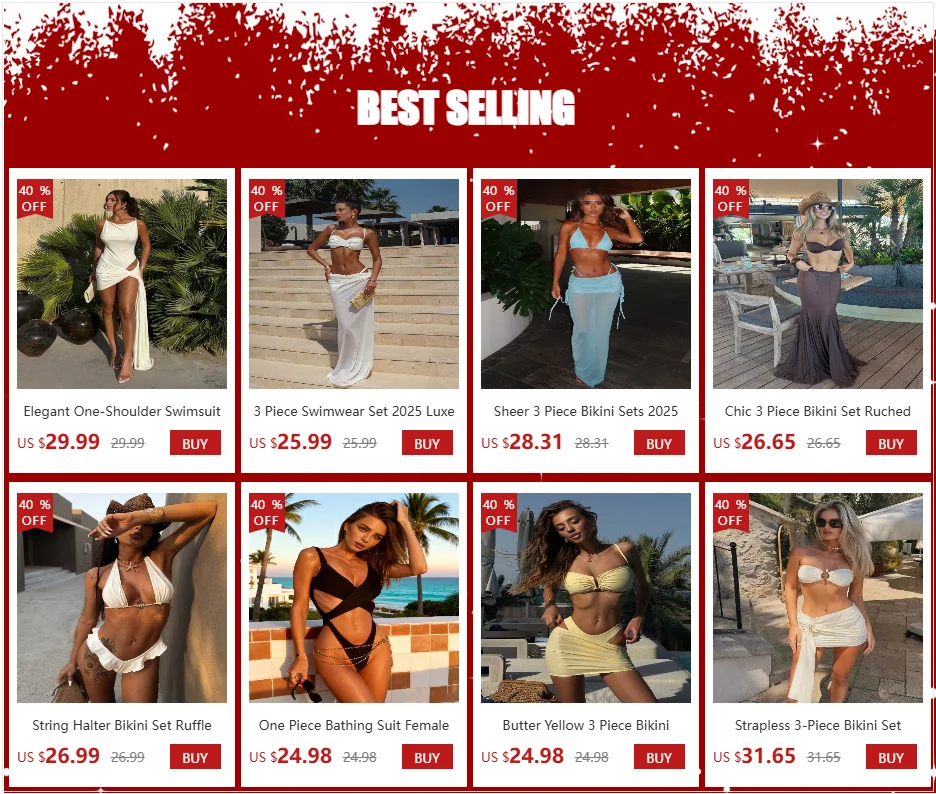 Starfish 3-piece Bikini Cute Ruffled Swimsuit High Cut Beach Dress 2026 New Bathing Suit Cover up Long Skirt Holiday Wear K138