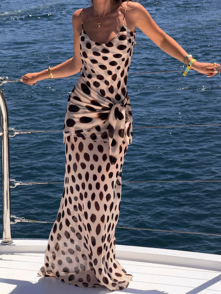 Trendy Slip Dress Animal Print V-neck Ruched Drawstring Sexy Maxi Women Dresses Beach Vacation Stylish Retro Summer Party Outfit Trendy Slip Dress Animal Print V-neck Ruched Drawstring Sexy Maxi Women Dresses Beach Vacation Stylish Retro Summer Party Outfit