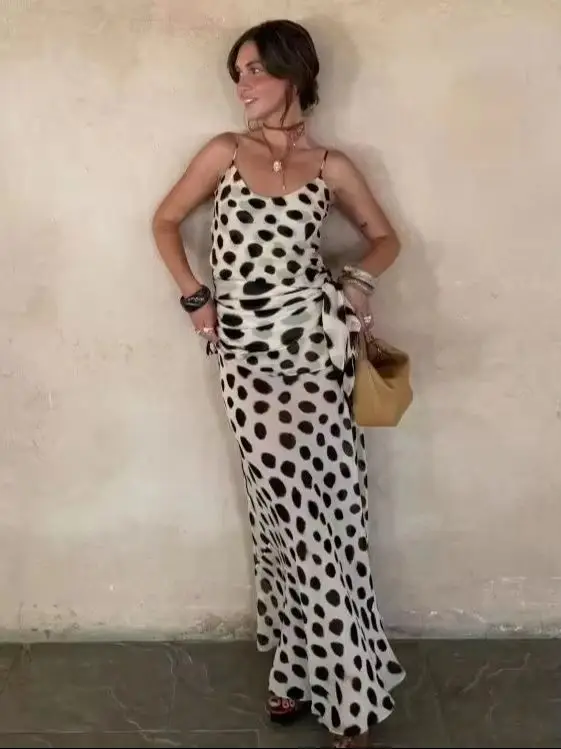 Trendy Slip Dress Animal Print V-neck Ruched Drawstring Sexy Maxi Women Dresses Beach Vacation Stylish Retro Summer Party Outfit Trendy Slip Dress Animal Print V-neck Ruched Drawstring Sexy Maxi Women Dresses Beach Vacation Stylish Retro Summer Party Outfit