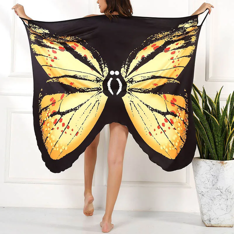 Sexy Butterfly Print Cover Up Swimwear Women Dress Summer Tunic Bikini Bath Sarong Wrap Skirt Swimsuit Elegant Lady Beachwear Sexy Butterfly Print Cover Up Swimwear Women Dress Summer Tunic Bikini Bath Sarong Wrap Skirt Swimsuit Elegant Lady Beachwear