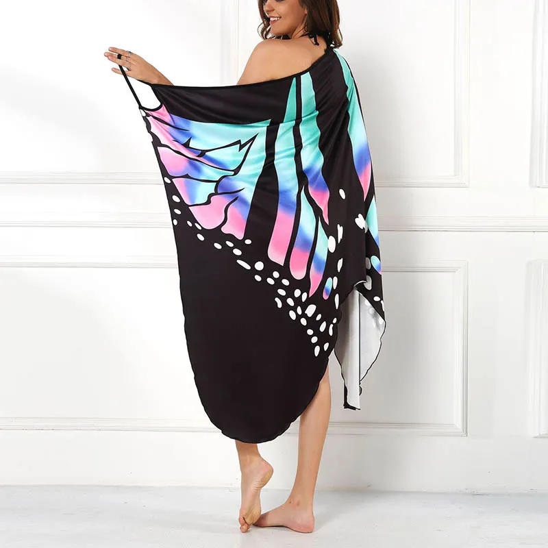 Sexy Butterfly Print Cover Up Swimwear Women Dress Summer Tunic Bikini Bath Sarong Wrap Skirt Swimsuit Elegant Lady Beachwear Sexy Butterfly Print Cover Up Swimwear Women Dress Summer Tunic Bikini Bath Sarong Wrap Skirt Swimsuit Elegant Lady Beachwear
