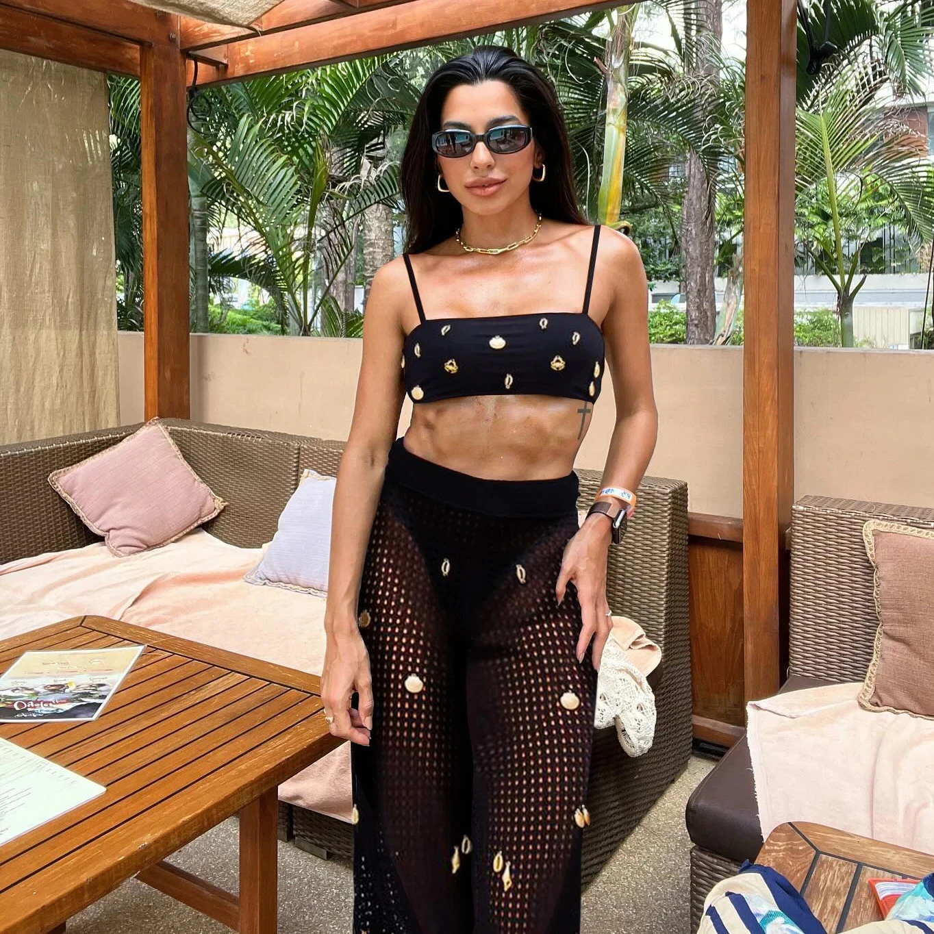 Sexy 3 Pieces Bikini Women Swimsuit With Crochet Pants Female Swimwear One Shoulder Bikini Tassels Swim Suit Bodysuit Beachwear