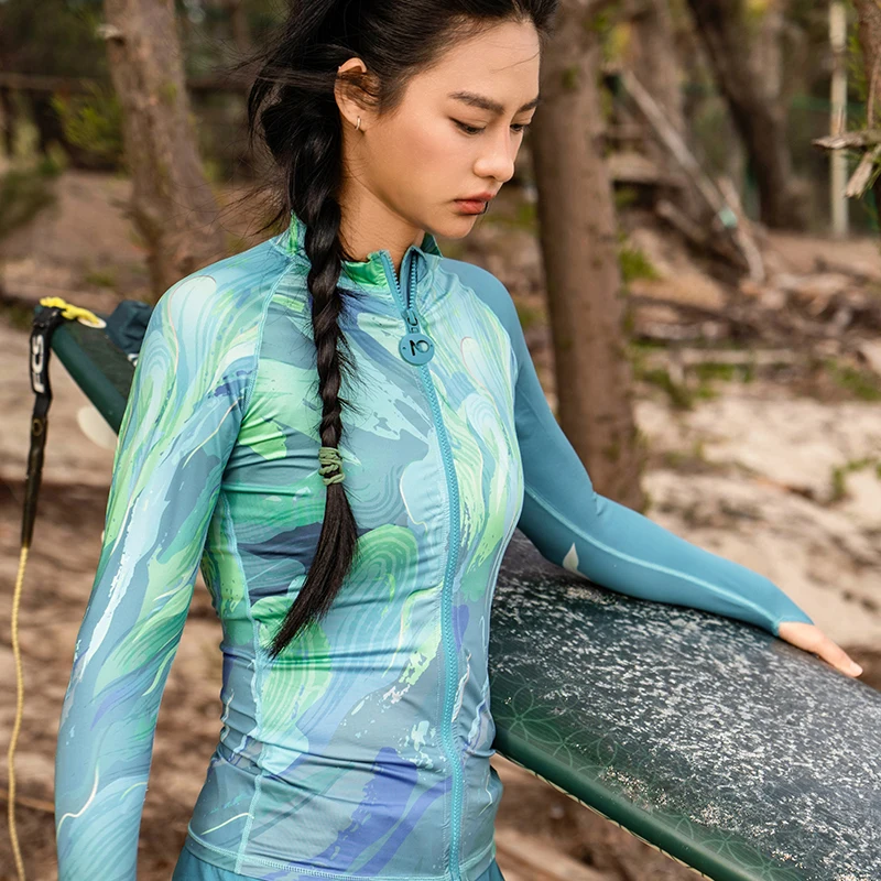 Nu-June Women Swimsuit Long Sleeve Surf Rashguard Set Sport Quick Dry Zipper Racing Swimsuit Surfing Rash Guard Gym Beachwear - Image 3