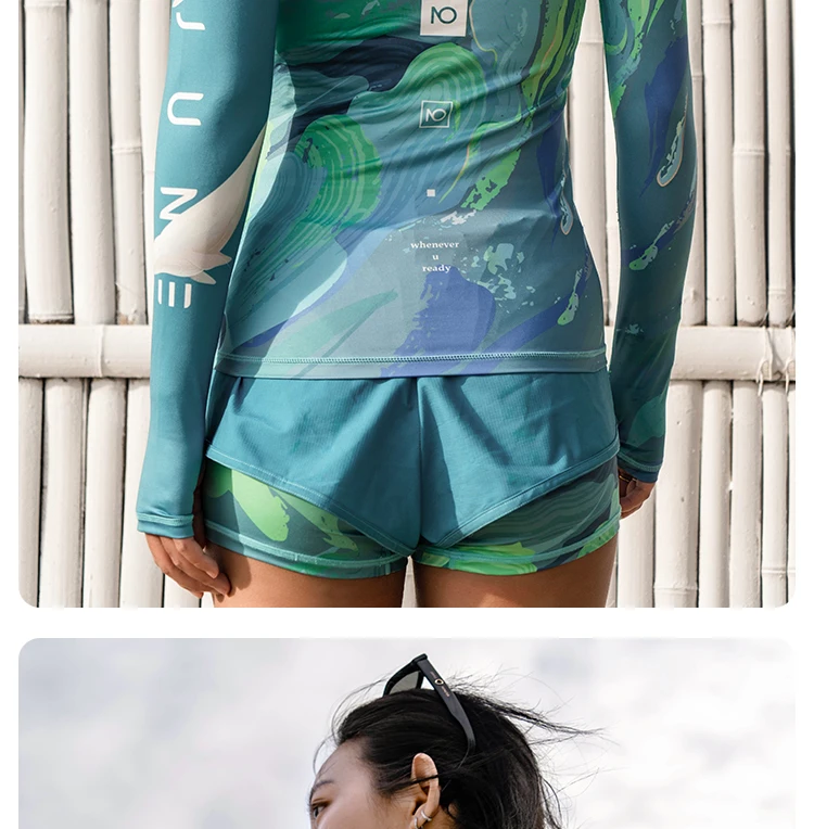 Nu-June Women Swimsuit Long Sleeve Surf Rashguard Set Sport Quick Dry Zipper Racing Swimsuit Surfing Rash Guard Gym Beachwear Nu-June Women Swimsuit Long Sleeve Surf Rashguard Set Sport Quick Dry Zipper Racing Swimsuit Surfing Rash Guard Gym Beachwear