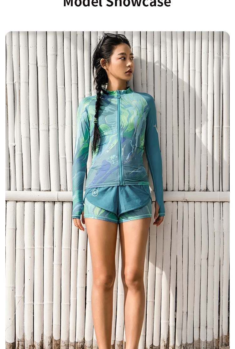 Nu-June Women Swimsuit Long Sleeve Surf Rashguard Set Sport Quick Dry Zipper Racing Swimsuit Surfing Rash Guard Gym Beachwear Nu-June Women Swimsuit Long Sleeve Surf Rashguard Set Sport Quick Dry Zipper Racing Swimsuit Surfing Rash Guard Gym Beachwear