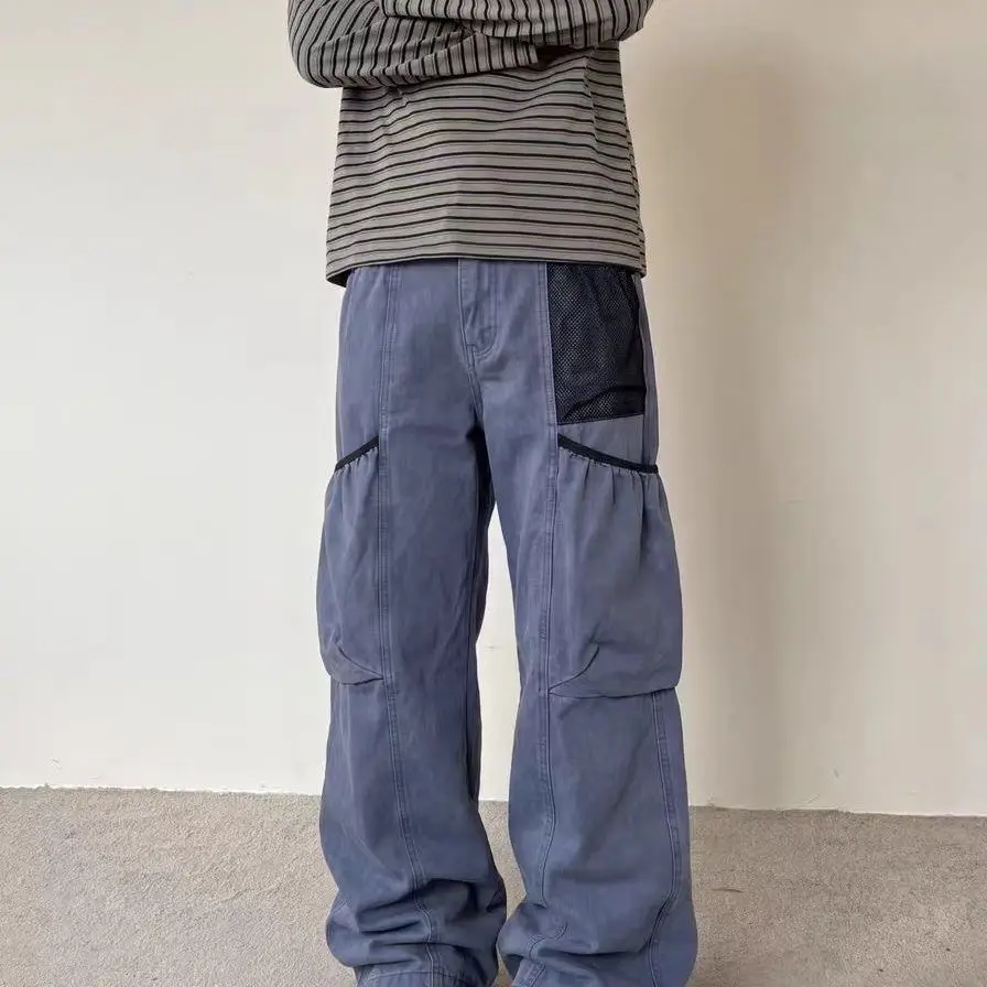 Men's Multi-pocket Design Sweatpants Casual Pants Wide Legs Hip-hop Boys Summer Bottom Male High Waist Unisex Baggy Trousers Men's Multi-pocket Design Sweatpants Casual Pants Wide Legs Hip-hop Boys Summer Bottom Male High Waist Unisex Baggy Trousers