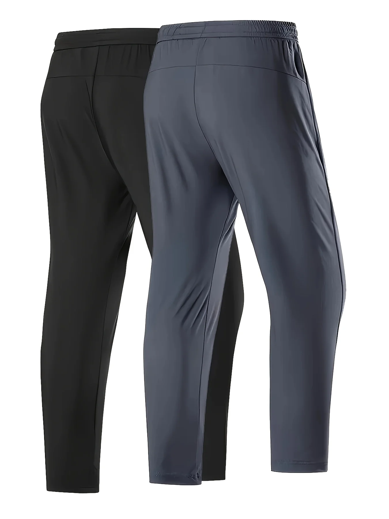 2Pcs Unisex Quick-drying Sweatpants Moisture-wicking Ice Fiber Elastic Waistband Breathable Straight Running Casual Baggy Pants