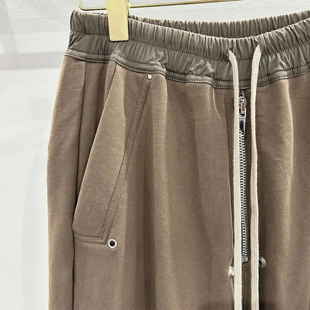 PFNW High Quality Unisex Zipper Design Drawstring Elastic High Waist Loose Wide Leg Trailing Sweatpants Causal Trousers 28W5550