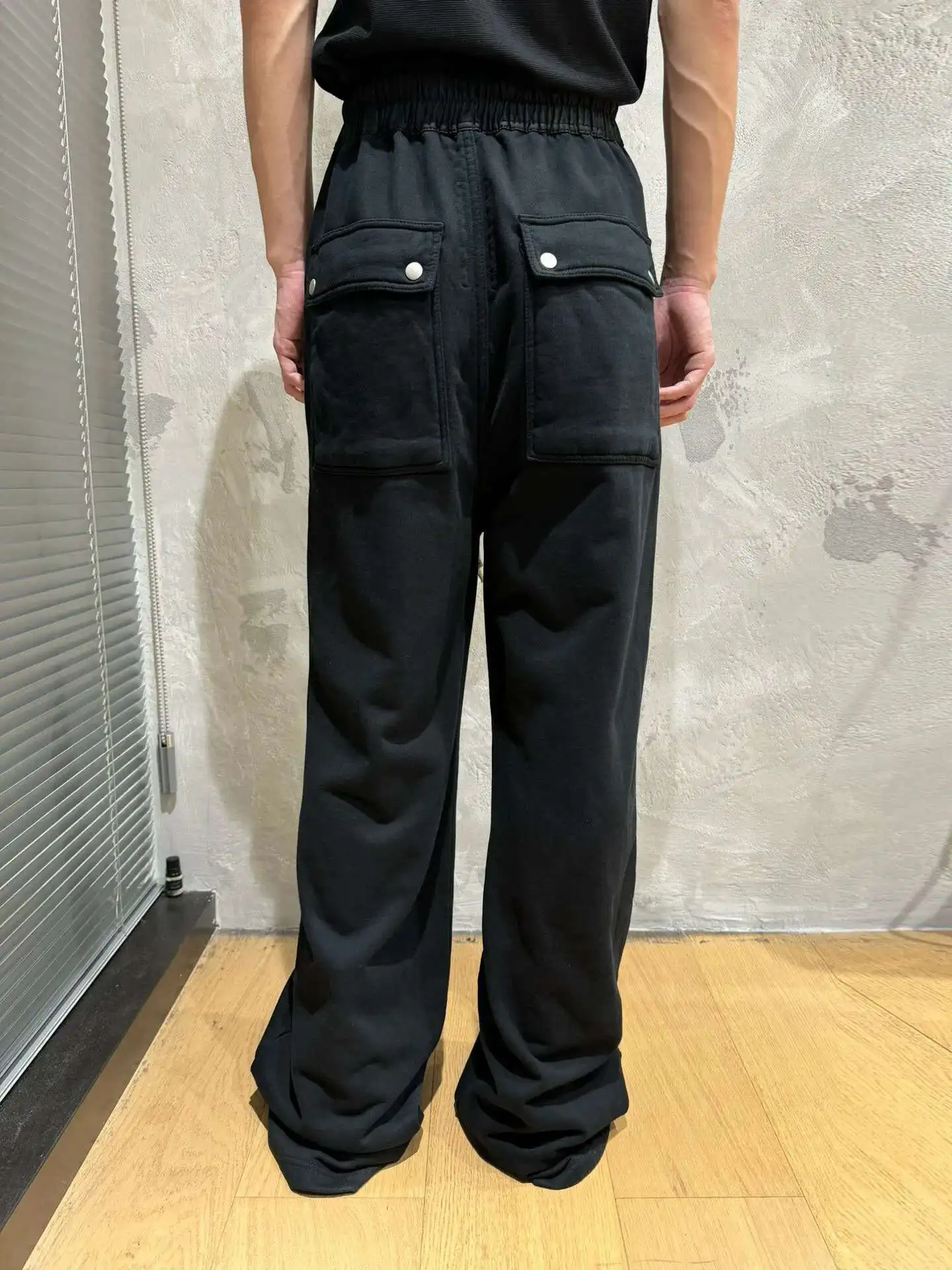 PFNW High Quality Unisex Zipper Design Drawstring Elastic High Waist Loose Wide Leg Trailing Sweatpants Causal Trousers 28W5550