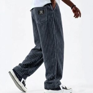 Winter 2026 new fashion Men's Corduroy Straight Casual Pants spring autumn Outdoor Streetwear with Drawstring Elastic Waist