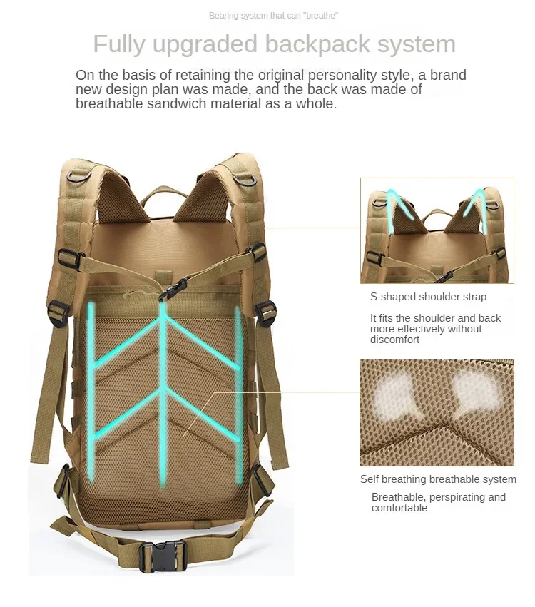 35L Men Women Survival Outdoor Backpack Trekking Sport Travel Rucksacks Camping Hiking Fishing Bags Tactical Backpack Hunting