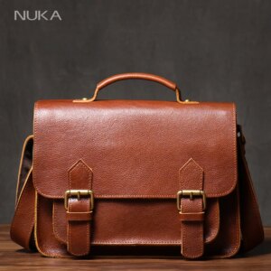 NUKA High Quality Top-Grain Cowhide Crossbody Bag Retro Unisex Messenger Bag Luxury Shoulder Bag Genuine Leather Cambridge Bags
