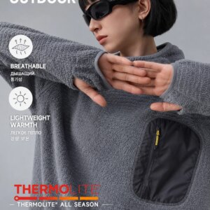 Unisex THERMOLITE® All Season Thermal Hoodie 190g Ultralight Breathable Fleece Mid Layer with Thumbholes & Zip Pocket