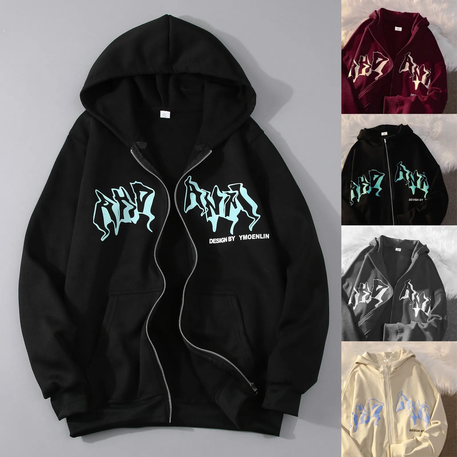 Jacket Zip Up Hoodies Hip Hop Sweatshirt Vintage Goth Print Hooded Jacket Street Fashion Unisex Drawstring Autumn Fleece Hoodie Jacket Zip Up Hoodies Hip Hop Sweatshirt Vintage Goth Print Hooded Jacket Street Fashion Unisex Drawstring Autumn Fleece Hoodie