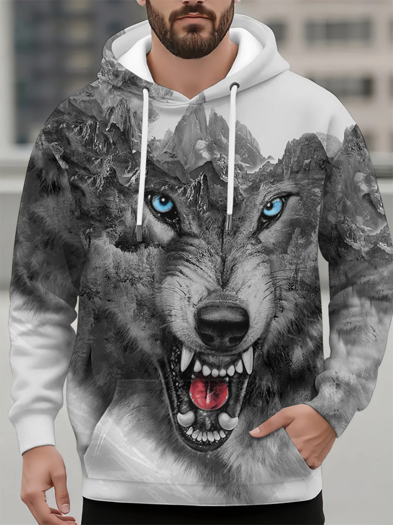 Animal Wolf 3D Print Hoodies Men's Women Casual Autumn Hooded Sweatshirts Pullover Oversized Harajuku Y2k Coat Unisex Clothing