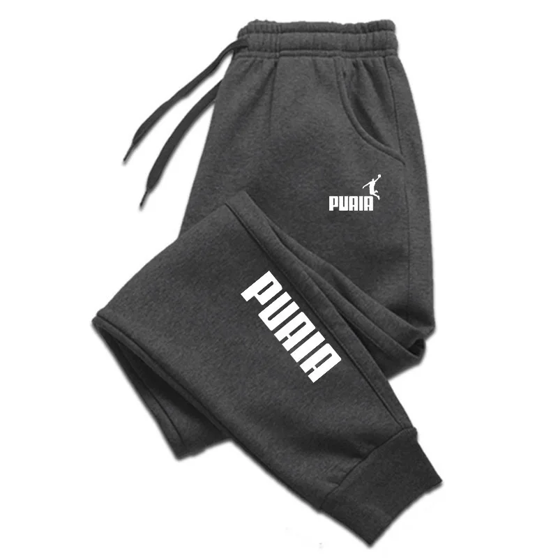 PUAIA Print Men's Pants Autumn/Winter New Sport Jogging Trousers Fitness Loose Fit Clothing Solid Color Outfit Streetwear Pants