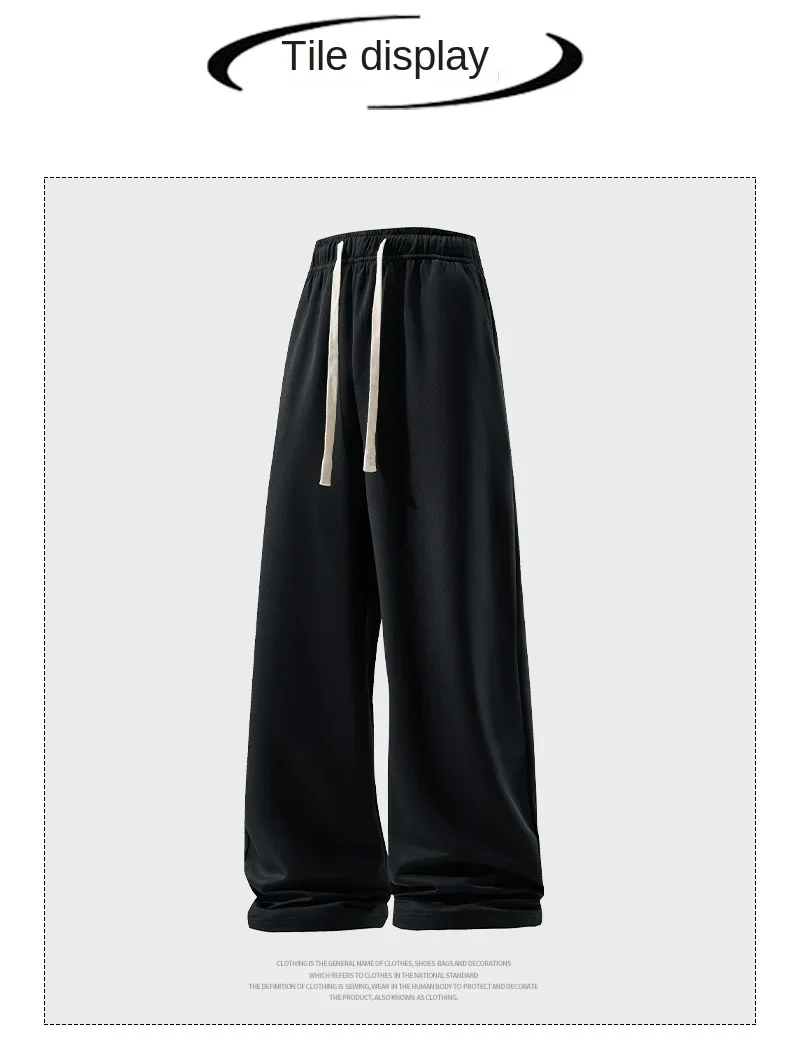 Wide Leg Pant Fashion Causal Breathable Men Sweatpant Male Autumn Versatile Elastic High Waist Drawstring Loose Straight Trouser Wide Leg Pant Fashion Causal Breathable Men Sweatpant Male Autumn Versatile Elastic High Waist Drawstring Loose Straight Trouser