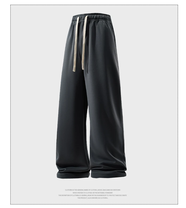 Wide Leg Pant Fashion Causal Breathable Men Sweatpant Male Autumn Versatile Elastic High Waist Drawstring Loose Straight Trouser Wide Leg Pant Fashion Causal Breathable Men Sweatpant Male Autumn Versatile Elastic High Waist Drawstring Loose Straight Trouser