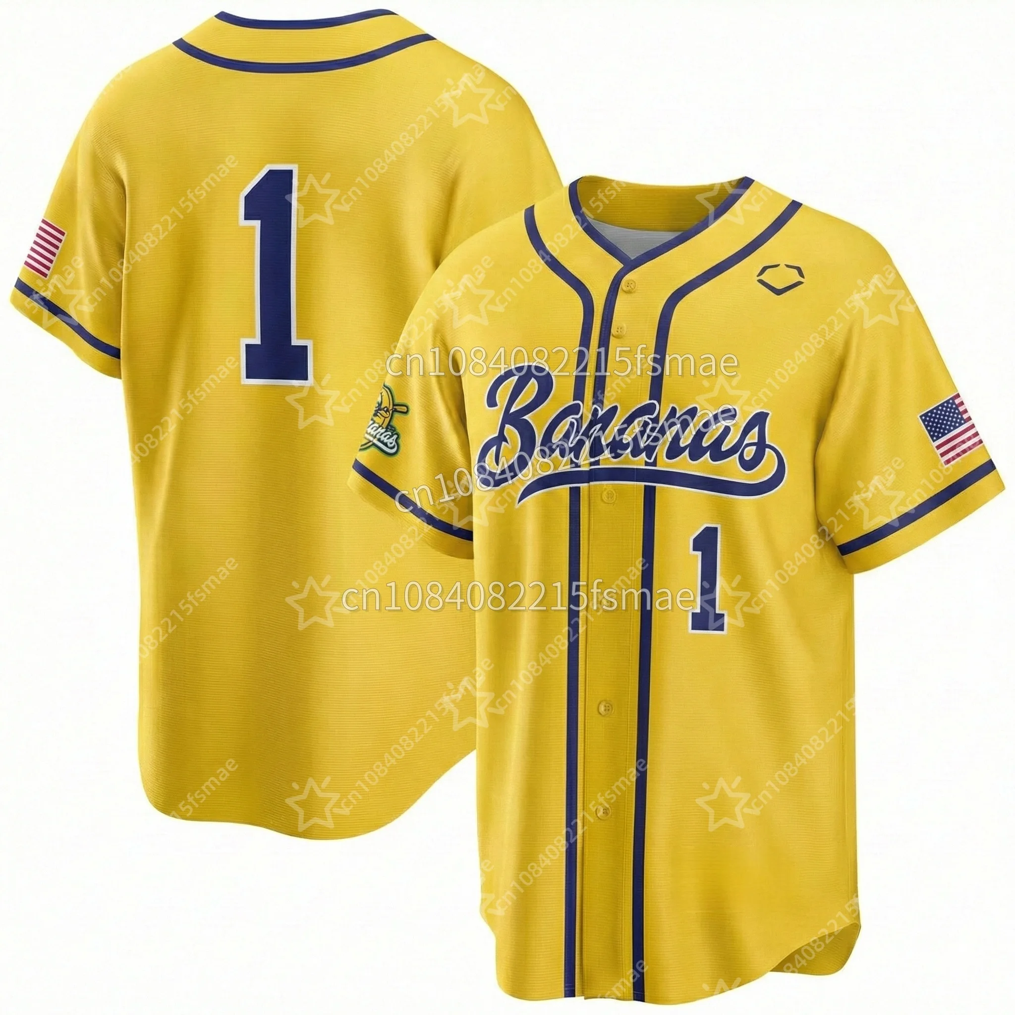 Trending Internet Famous Yellow Baseball Jersey Men #1 3d Printing Pinstripe Banana Ball Team Shirt Viral Sport Beach Uniform