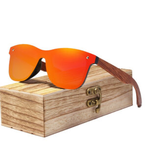 Men's Wooden Frame Rimless Polarized Sunglasses