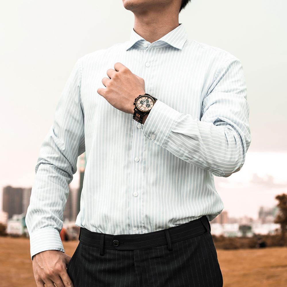 Men's Round Wooden Quartz Watch - Image 3