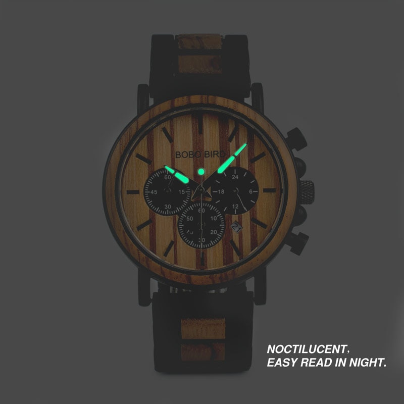 Men's Round Wooden Quartz Watch - Image 4