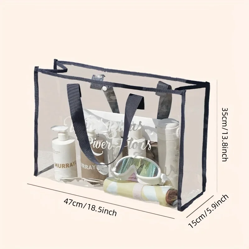 Transparent Waterproof Swimming Bag, Large Capacity Beach Jelly Bag, Women's Handheld PVC Shopping Bag