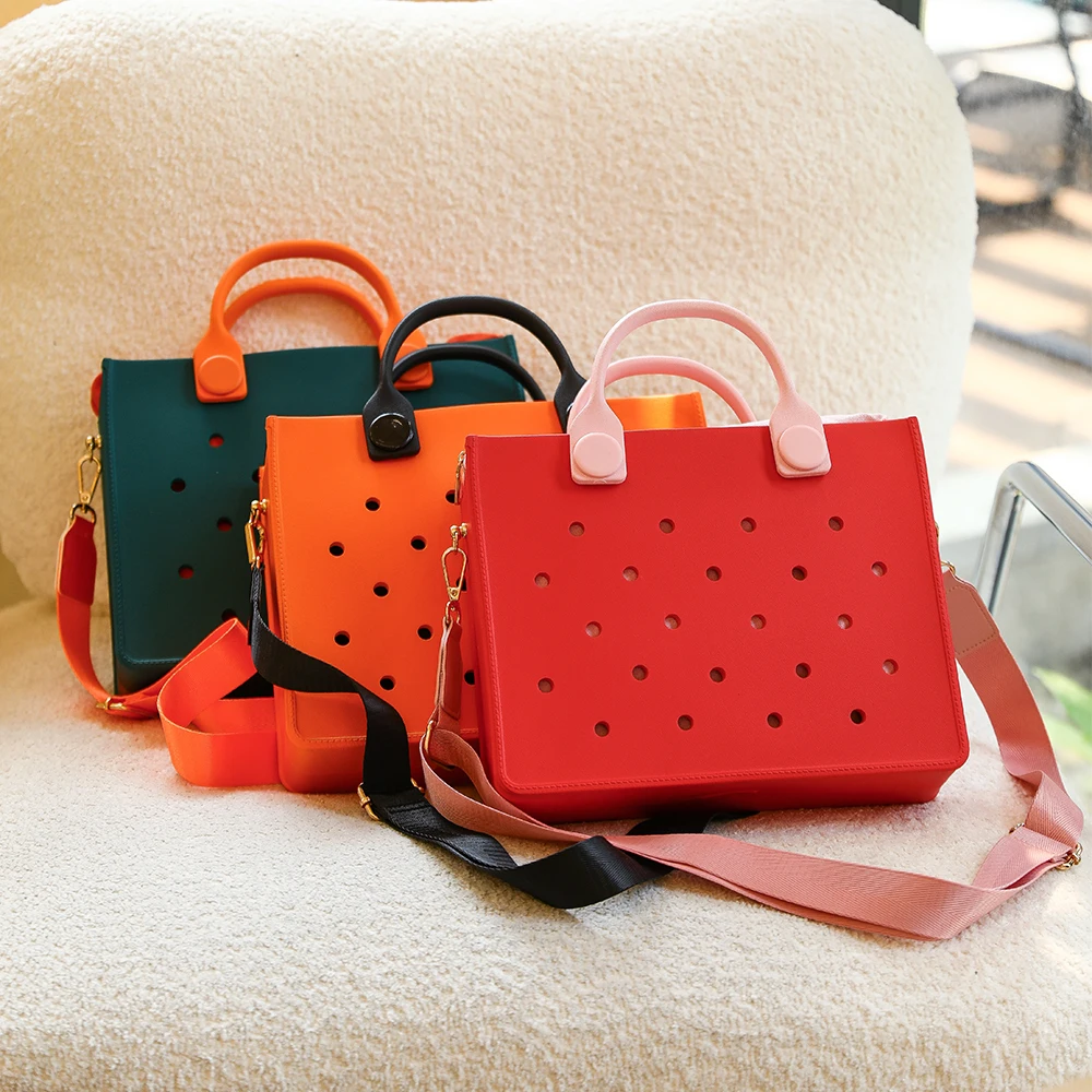 Beach Tote Travel Handbag Storage Fashion Storage EVA Large Leather Shoulder Bag for Women Casual Waterproof Bag Hole Fit Charms Beach Tote Travel Handbag Storage Fashion Storage EVA Large Leather Shoulder Bag for Women Casual Waterproof Bag Hole Fit Charms
