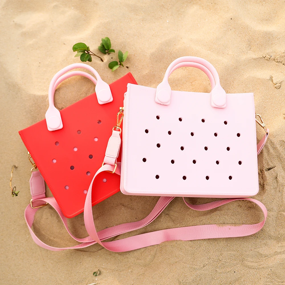 Beach Tote Travel Handbag Storage Fashion Storage EVA Large Leather Shoulder Bag for Women Casual Waterproof Bag Hole Fit Charms Beach Tote Travel Handbag Storage Fashion Storage EVA Large Leather Shoulder Bag for Women Casual Waterproof Bag Hole Fit Charms