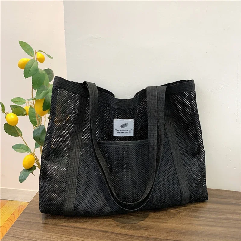 Women's Transparent Mesh Shoulder Bag, Fashionable Portable Handbag for Shopping, Travel, Beach, Mesh Net Bag Women's Transparent Mesh Shoulder Bag, Fashionable Portable Handbag for Shopping, Travel, Beach, Mesh Net Bag