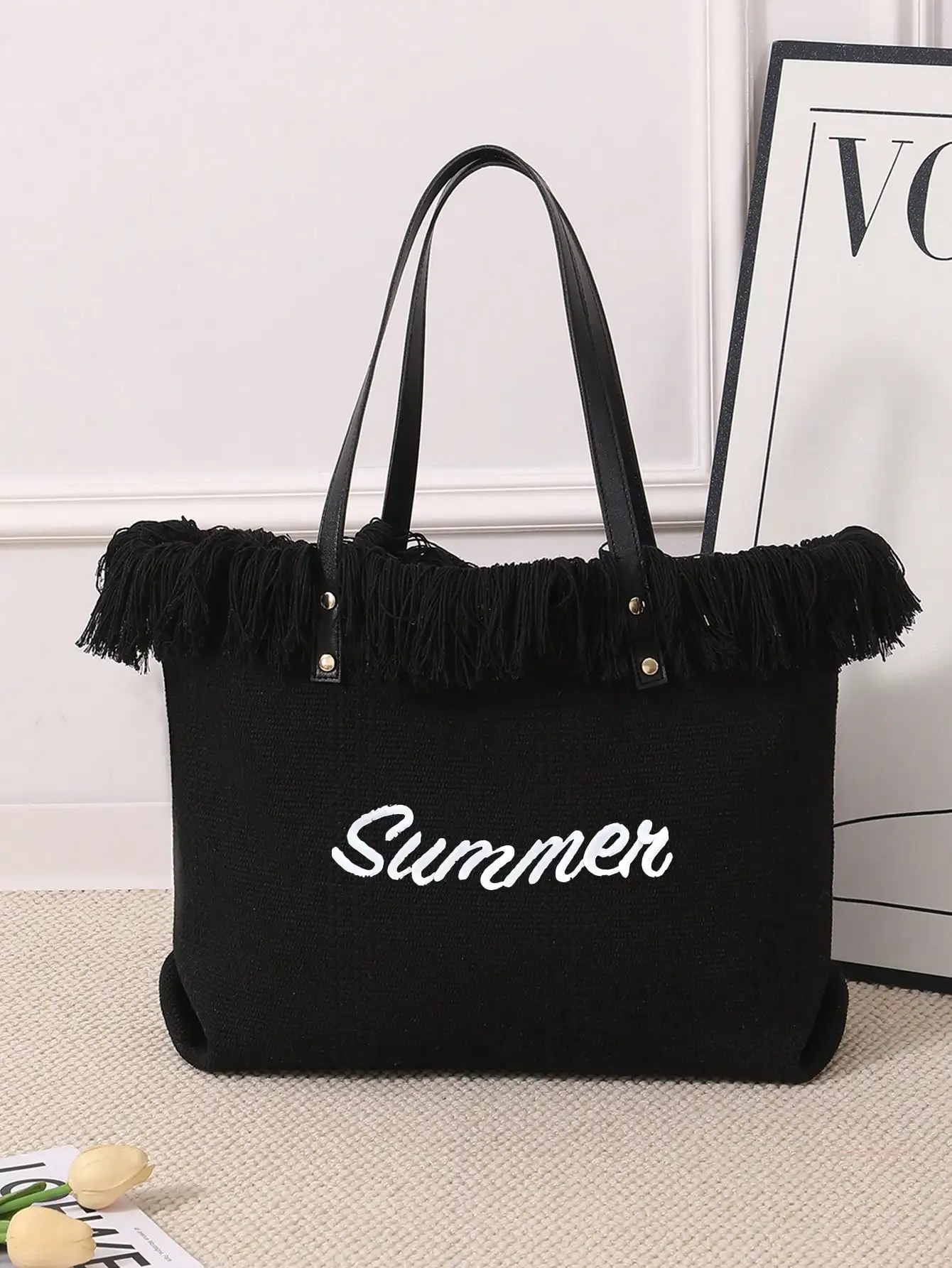 (Customized) Customized embroidered simple checkered canvas shoulder bag original large capacity niche multifunctional commuting