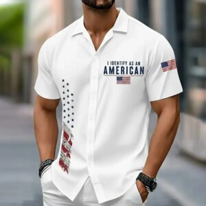 Summer American Flag Eagle pattern 3D Print Men's Shirts Tops New Casual Fashion Beach Party Tops Short Sleeves Men Clothing