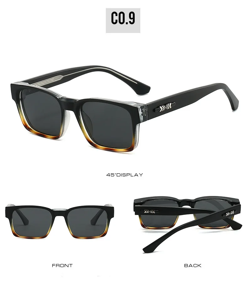 Quality Square Polarized Sunglasses Men Metal Core UV400 Unisex Sun Glasses Travel Hiking Beach Fishing Eyewear