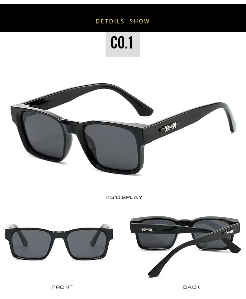 Quality Square Polarized Sunglasses Men Metal Core UV400 Unisex Sun Glasses Travel Hiking Beach Fishing Eyewear