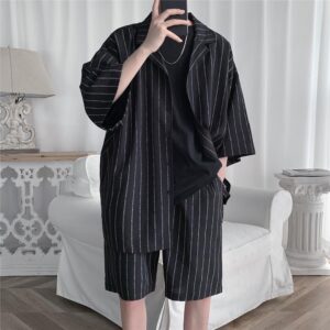 Men's Loose Striped Clothing Set