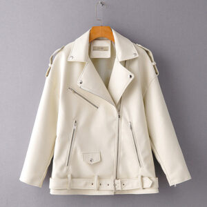 Women's Eco-Leather Oversized Biker Jacket
