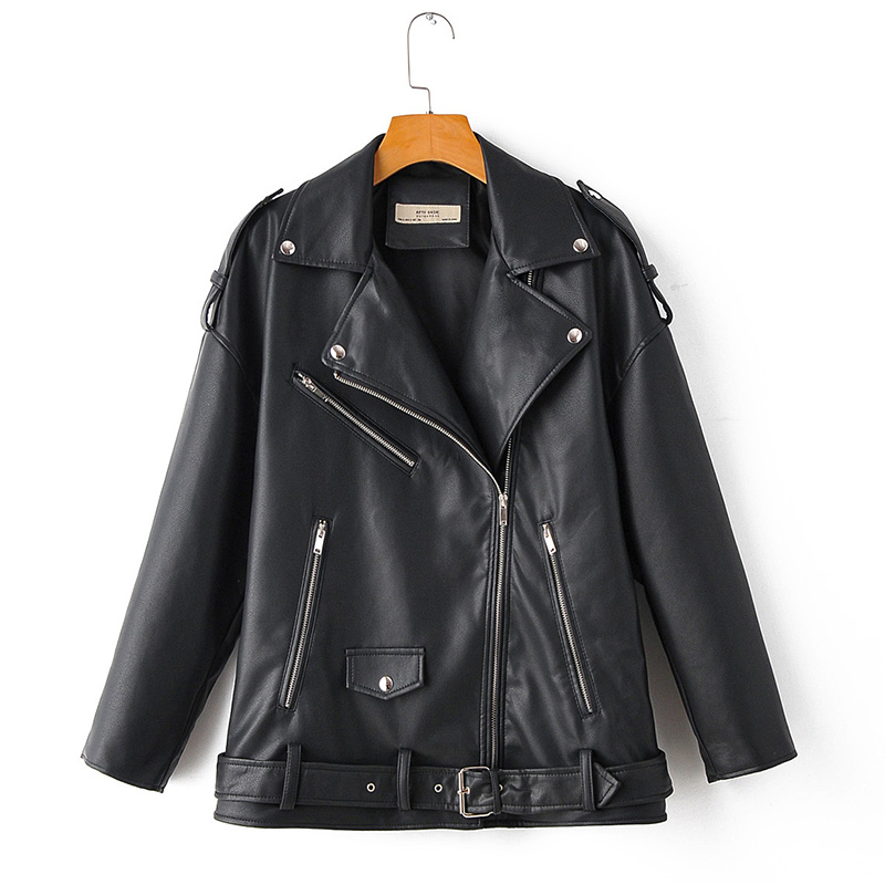 Women's Eco-Leather Oversized Biker Jacket - Image 2